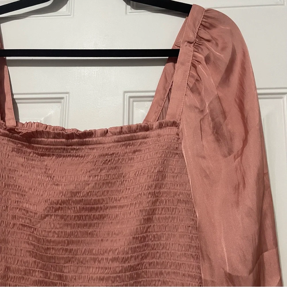 NWT J‎ Crew Squareneck Smocked Featherweight Satin Crop Top Size S